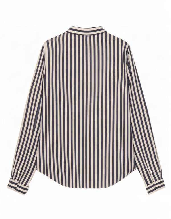 Zara Dameskjorte UK 6 XS Marineblå stribet viskose
