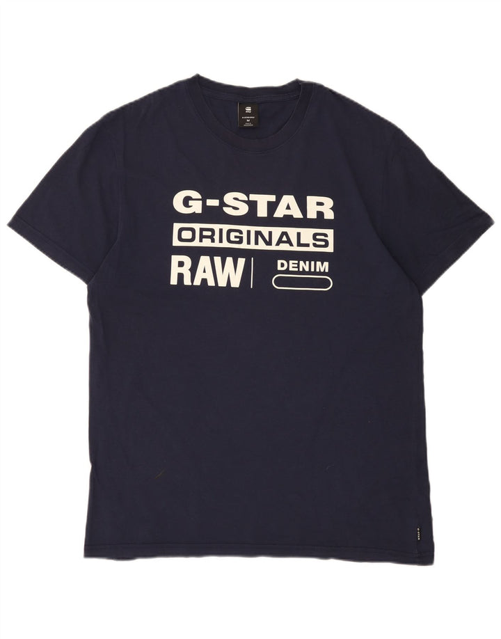 G-Star Herre grafisk T-shirt Top Medium Navyblå Bomuld