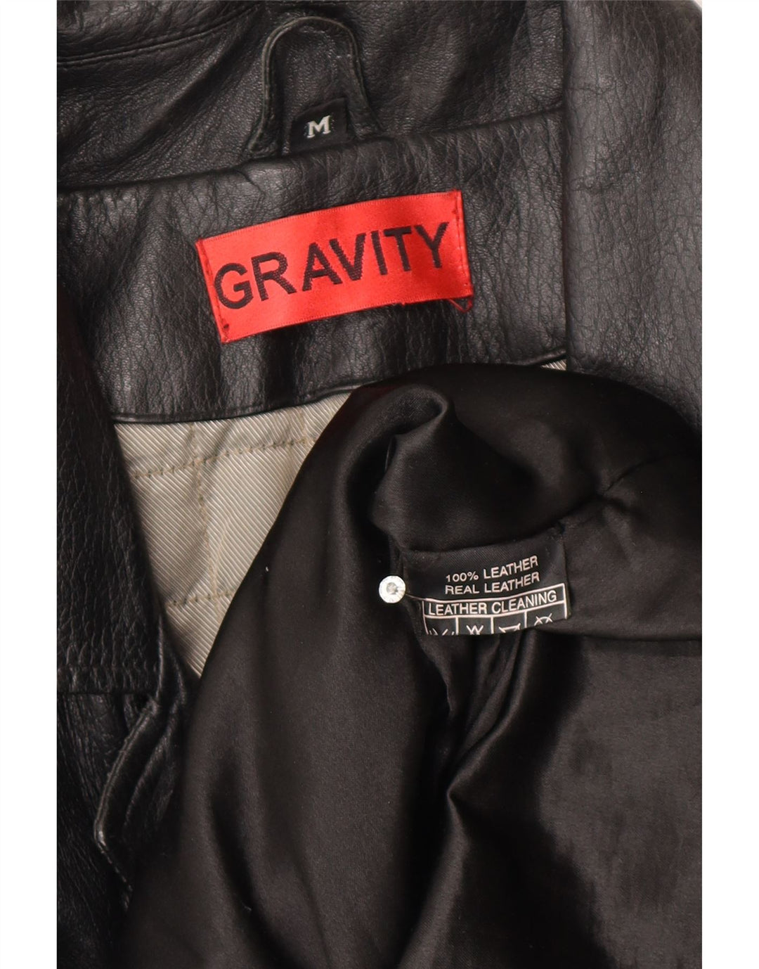 Vintage Herre Læderjakke UK 38 Medium Sort Læder