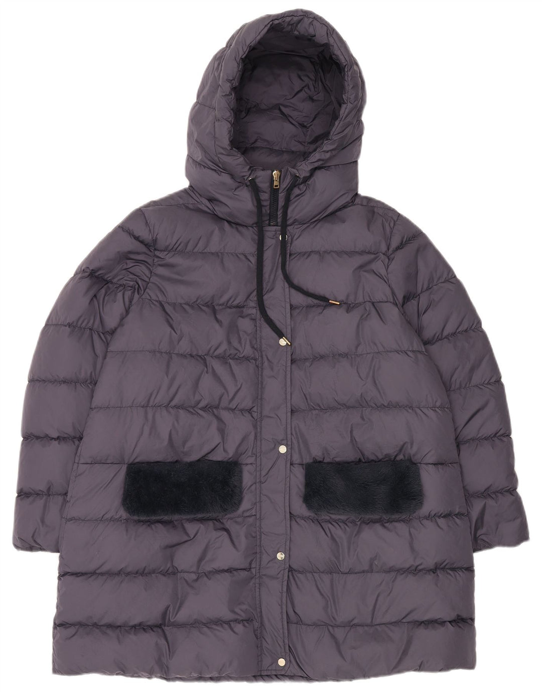 Herno Dame Oversized Hætte Polstret Frakke IT 48 XL Grå Polyamid