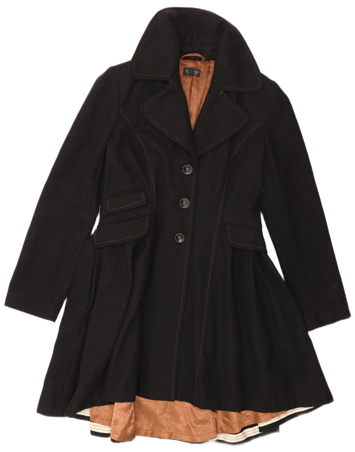 Topshop Dame Prinsesse Frakke UK 12 Medium Sort Uld