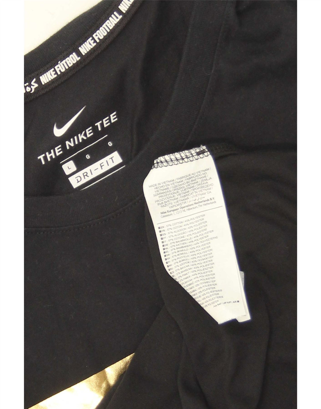 Nike Herre Dri Fit Grafisk T-Shirt Top Stor Sort Bomuld