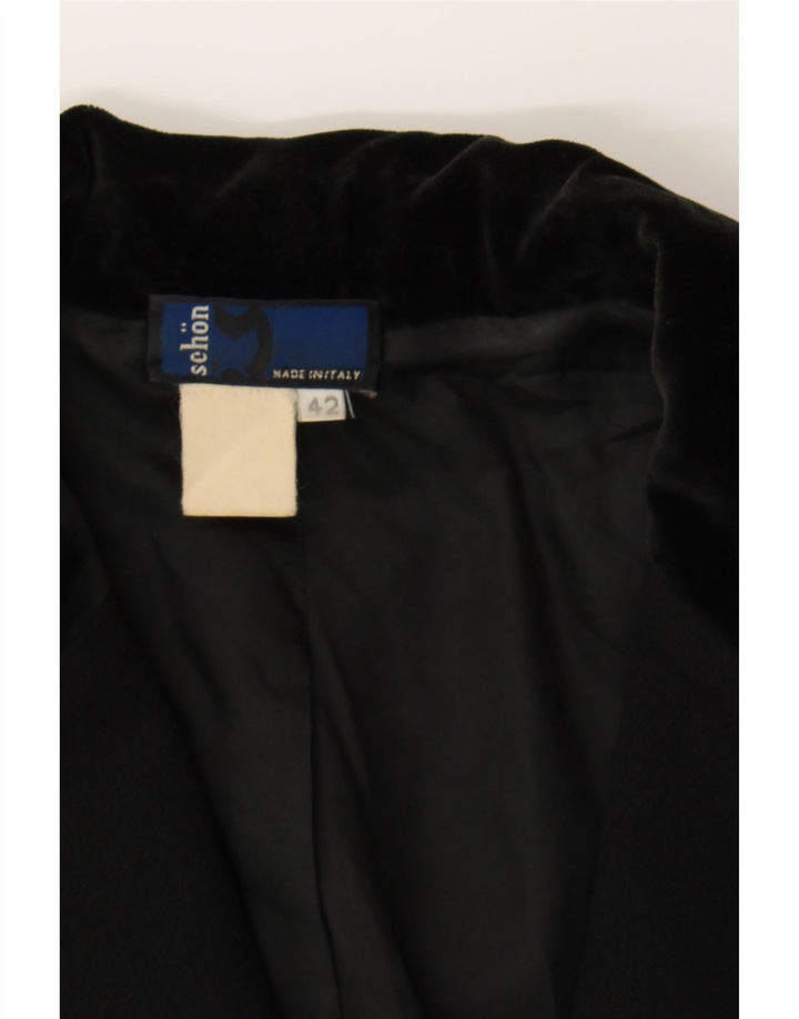 MILA SCHON Womens 1 Button Blazer Jacket IT 42 Medium Black Vintage Mila Schon and Second-Hand Mila Schon from Messina Hembry 