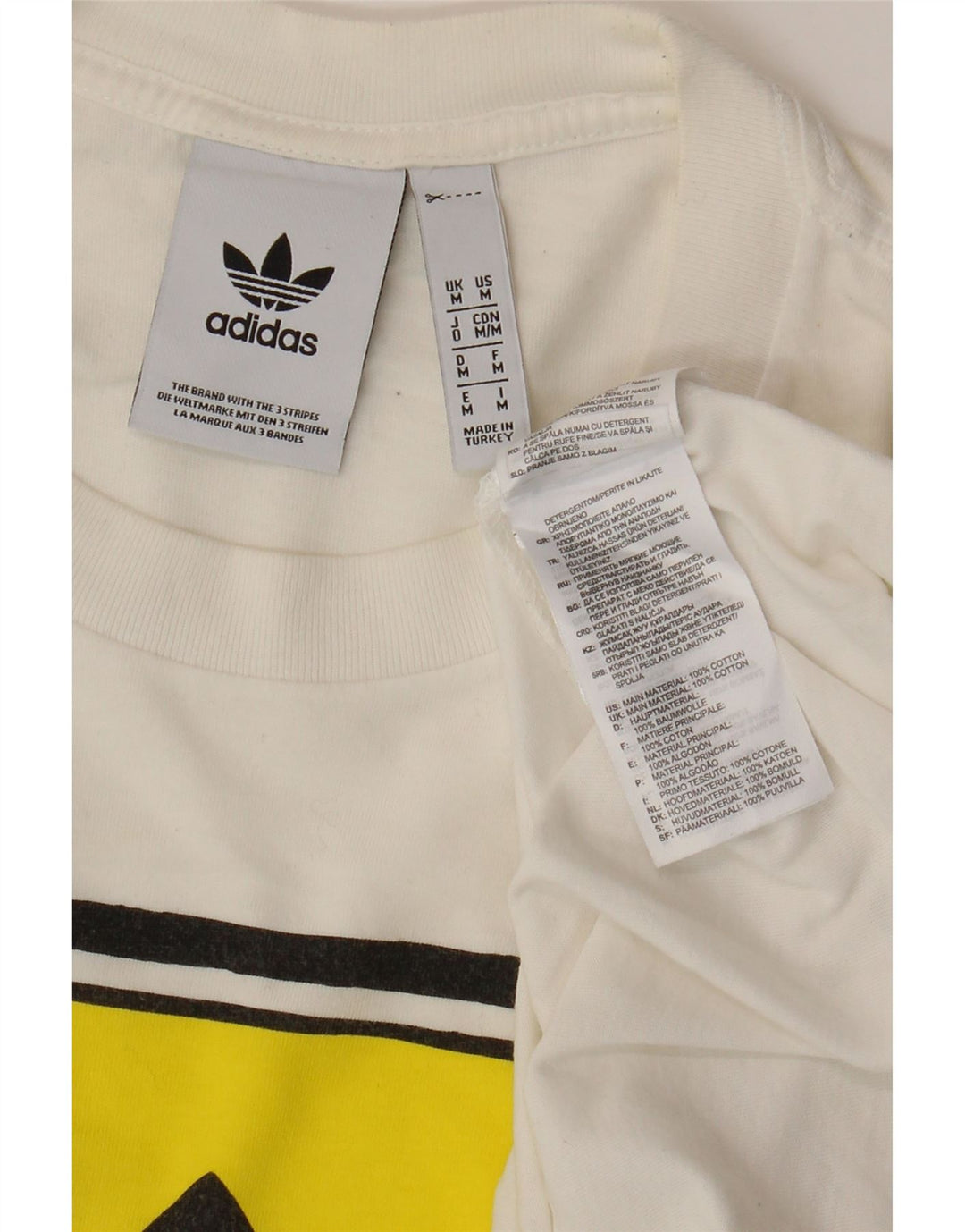 ADIDAS grafisk t-shirt til mænd, medium hvid bomuld