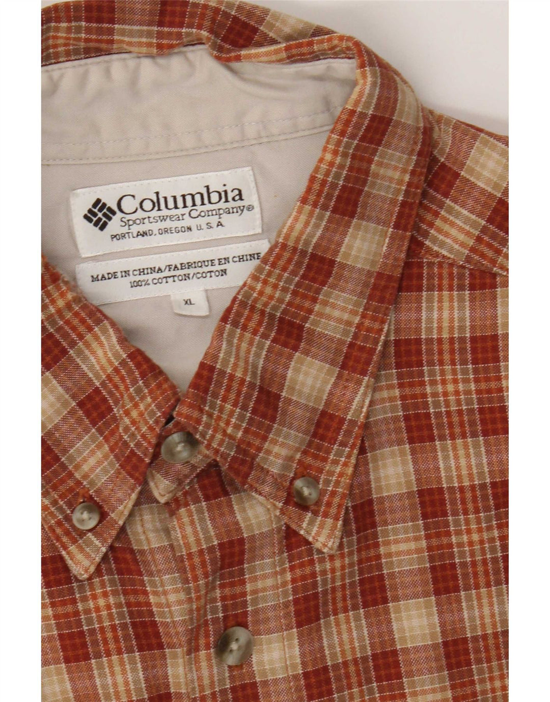 Columbia herre flannelskjorte XL orange ternet bomuld