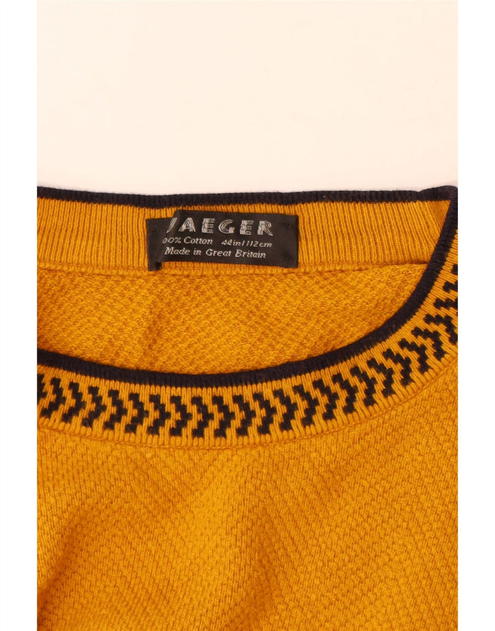 Jaeger Herre Crew Neck Jumper Sweater UK 44 XL Gul Bomuld