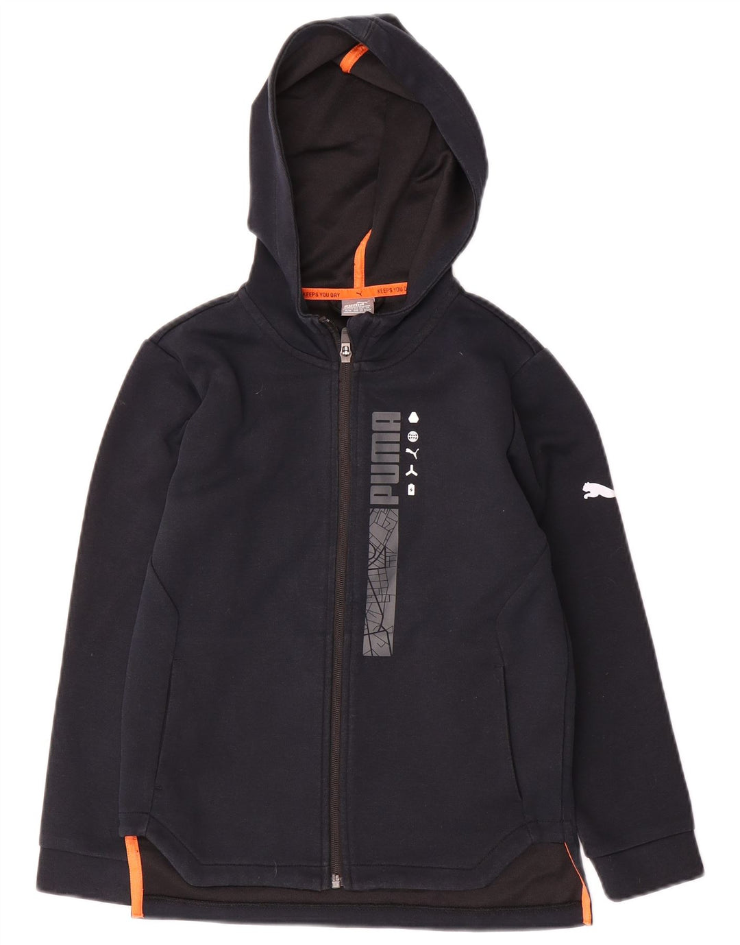 Puma Boys grafisk hættetrøje med lynlås 9-10 år marineblå polyester