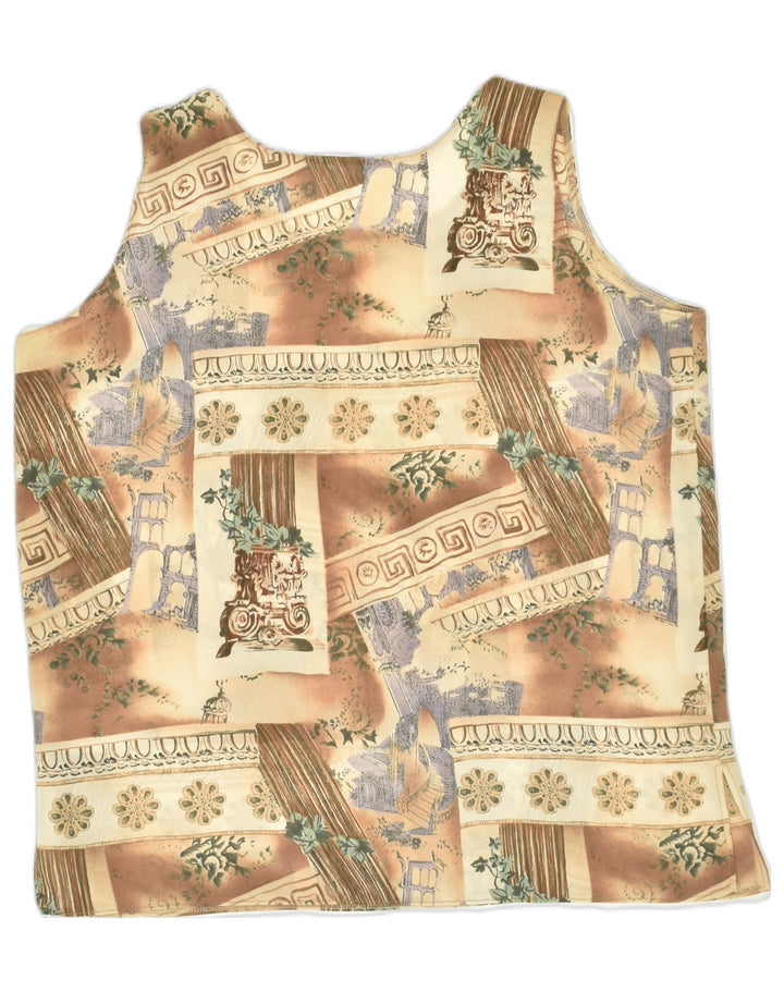 VINTAGE Womens Crazy Pattern Vest Top UK 18 XL Beige Polyester | Vintage Vintage | Thrift | Second-Hand Vintage | Used Clothing | Messina Hembry 