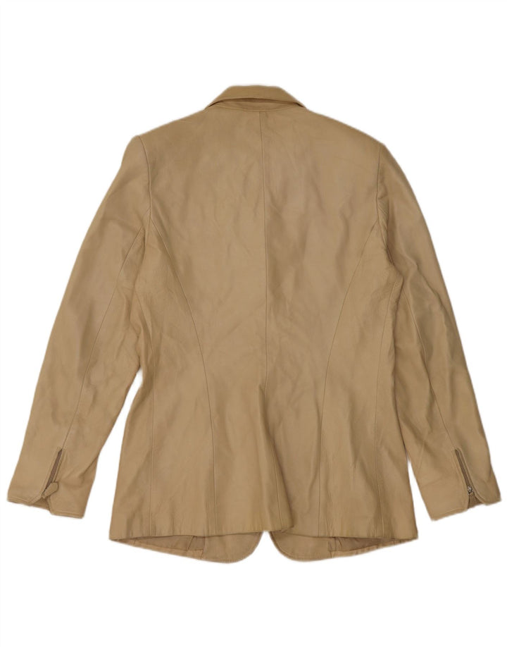 Vintage dame 3-knaps læder blazerjakke IT 44 medium beige læder