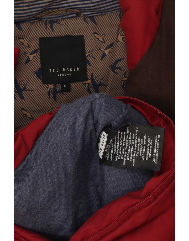Ted Baker Herre Polstret Gilet Størrelse 5 XL Rød Colourblock Bomuld