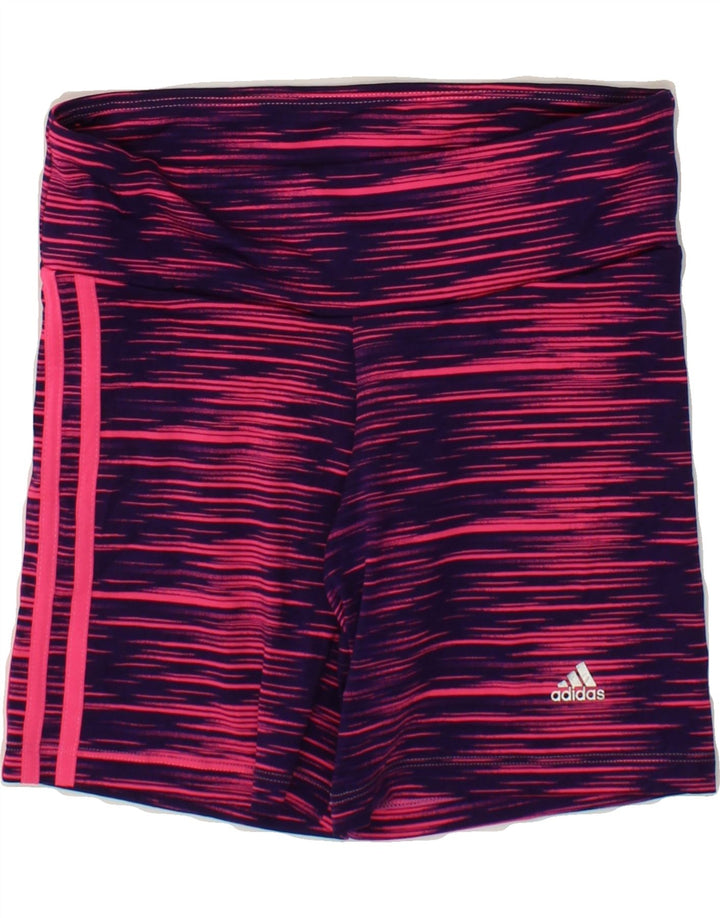 ADIDAS Womens Climalite Sport Shorts UK 8 Small  Pink Striped Polyester Vintage Adidas and Second-Hand Adidas from Messina Hembry 