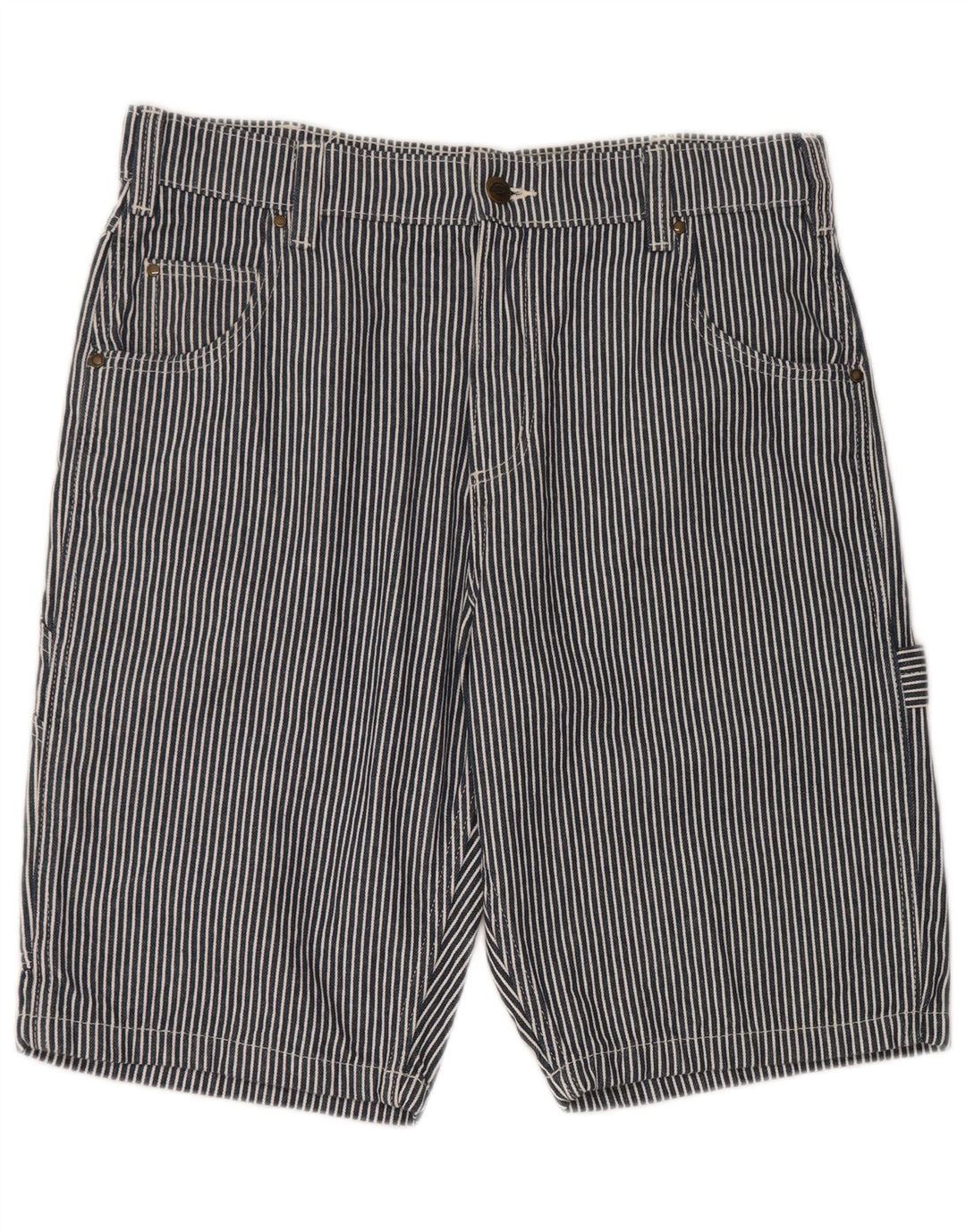 Dickies Herre Cargo Shorts W34 store marineblå stribet bomuld