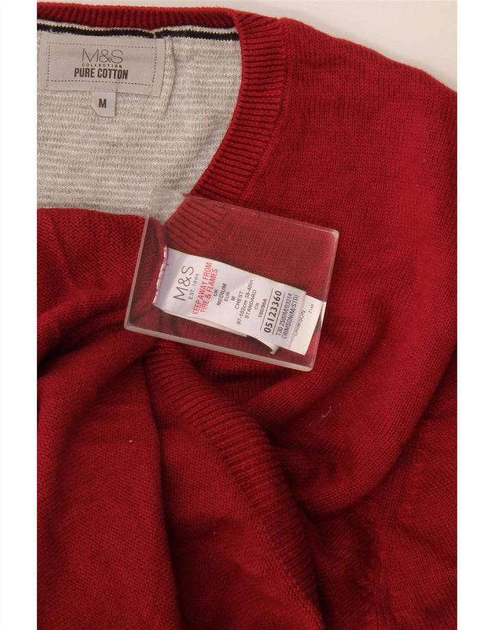 Marks & Spencer Herre V-hals sweater Medium rød bomuld