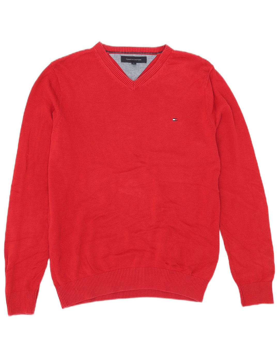Tommy Hilfiger Herre V-hals sweater lille rød bomuld