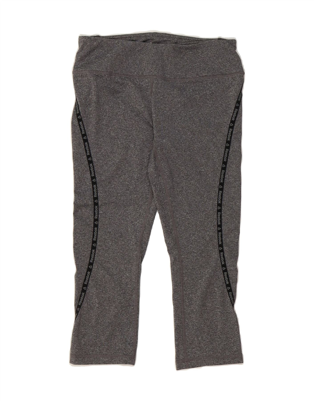 REEBOK Womens Graphic Capri Leggings UK 10 Small  Grey Polyester Vintage Reebok and Second-Hand Reebok from Messina Hembry 