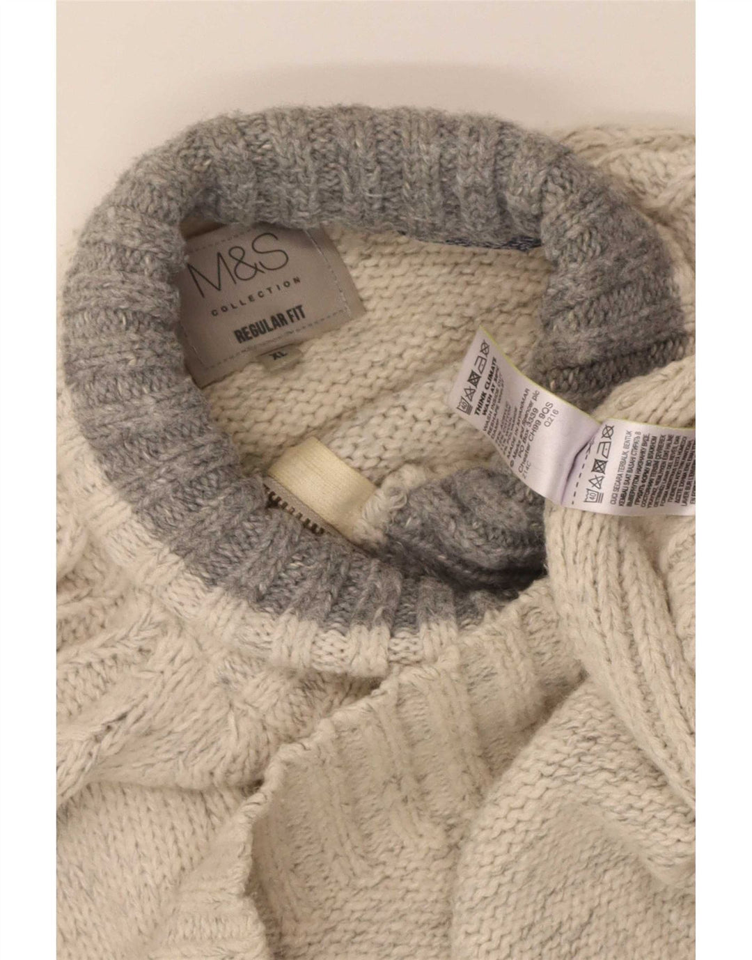Marks & Spencer Herre Regular Fit Zip Neck sweater XL Hvid Flecked