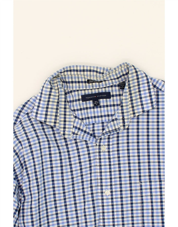 TOMMY HILFIGER Mens Regular Fit Shirt Size 16 1/2 Large Blue Check Cotton Vintage Tommy Hilfiger and Second-Hand Tommy Hilfiger from Messina Hembry 