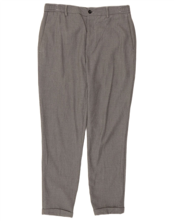 ZARA Mens Slim Cropped Trousers Medium W31 L25 Grey Polyester