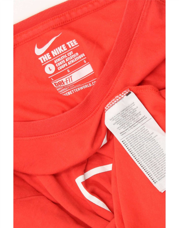 Nike Herre Dri Fit Grafisk T-Shirt Top Stor Rød Bomuld