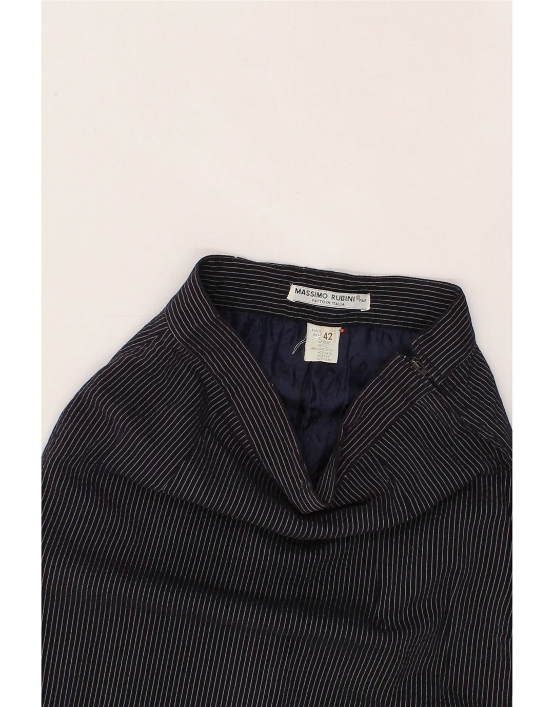 VINTAGE Womens Pencil Skirt IT 42 Medium W24  Navy Blue Pinstripe Vintage Vintage and Second-Hand Vintage from Messina Hembry 