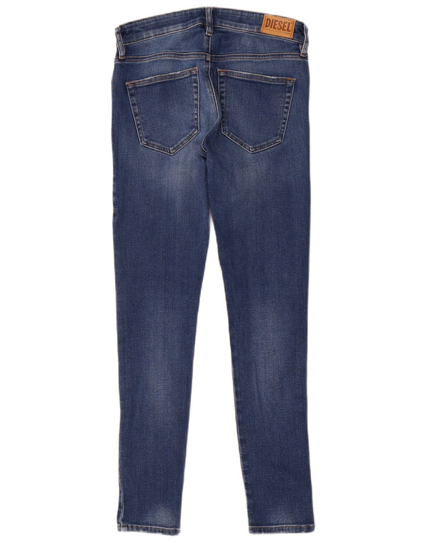 DIESEL Dame Slandy Distressed Skinny Jeans W27 L29 Blå Bomuld