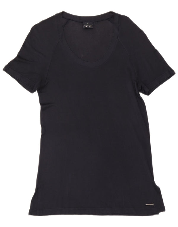 Trussardi Jeans Dame T-Shirt Kjole UK 14 Large Navy Blue Viscose