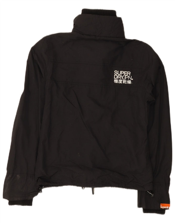 Superdry grafisk regnjakke til kvinder UK 6 XS sort nylon