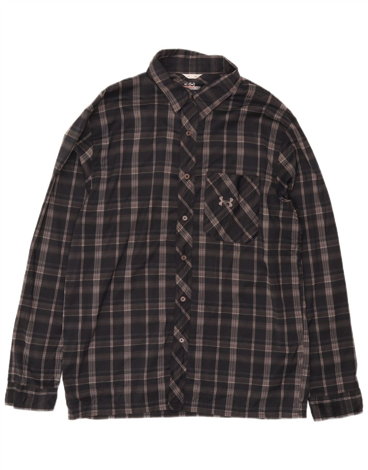 Under Armour Herre Allseason Gear Shirt Stor grå ternet polyester