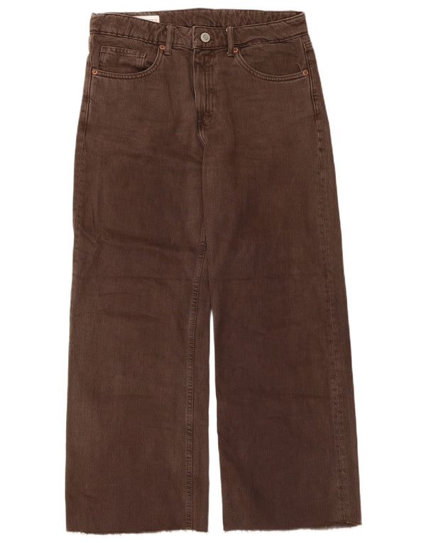 Zara Dame Jeans med brede ben EU 36 XS W26 L26 Brun Bomuld