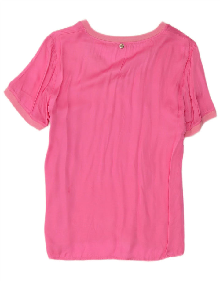 Liu Jo Dame Bluse Top UK 10 Lille Pink Bomuld