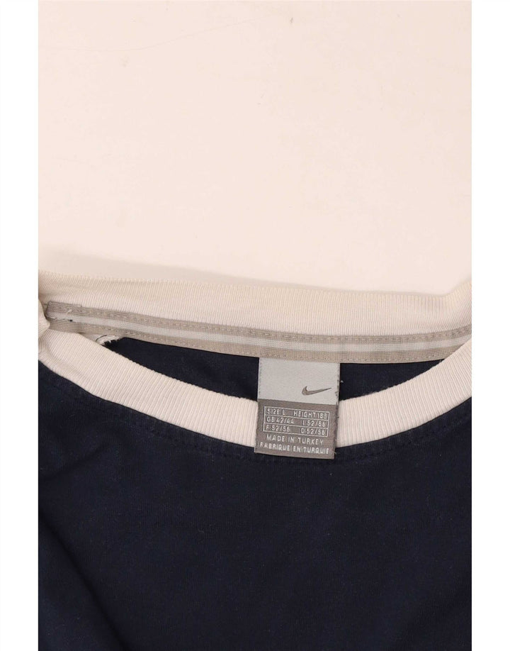 Nike Herre Top Langærmet UK 42/44 Large Navy Blue Colourblock