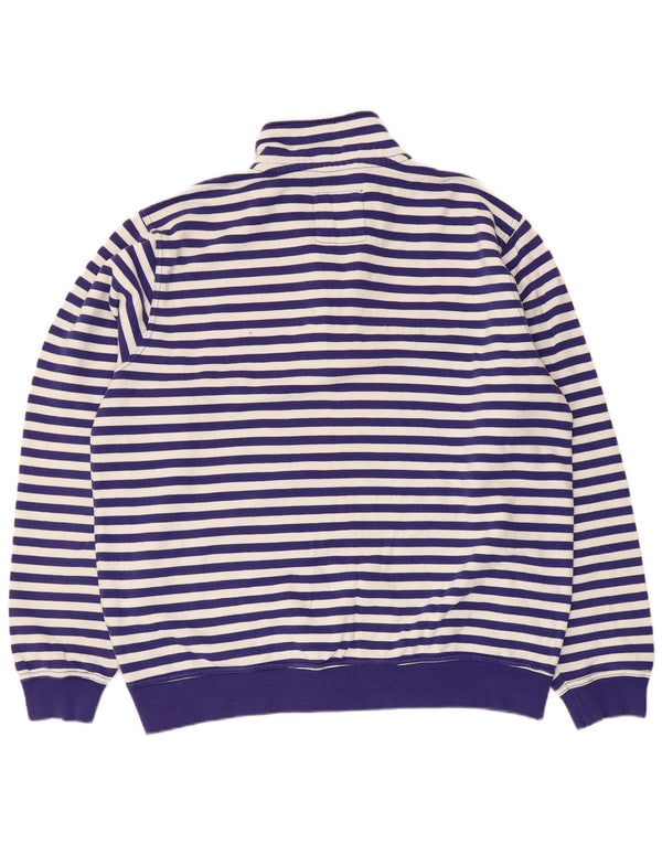 Besætningstøj Herre lynlås-hals sweatshirt XL Lilla stribet bomuld