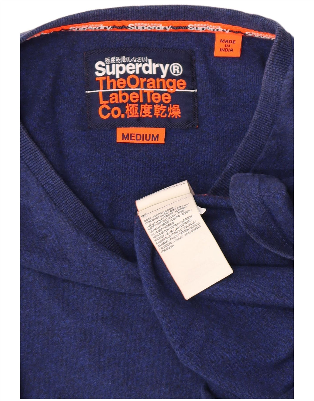 Superdry Herre Top Langærmet Medium Blå Flecked Bomuld