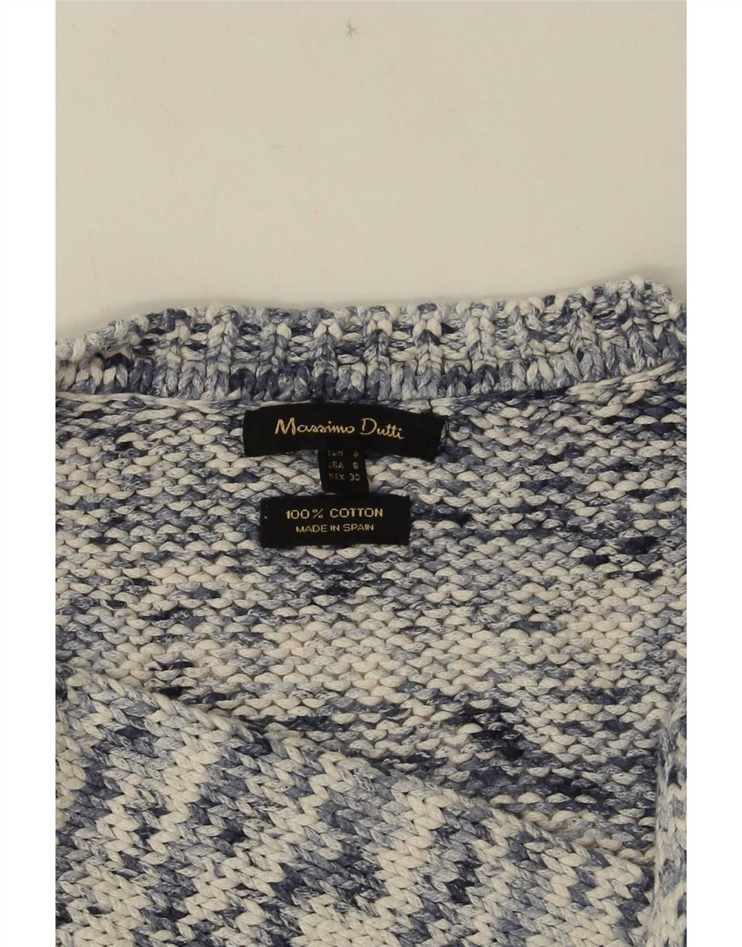 Massimo Dutti Dame V-hals sweater UK 10 Small Blue Flecked