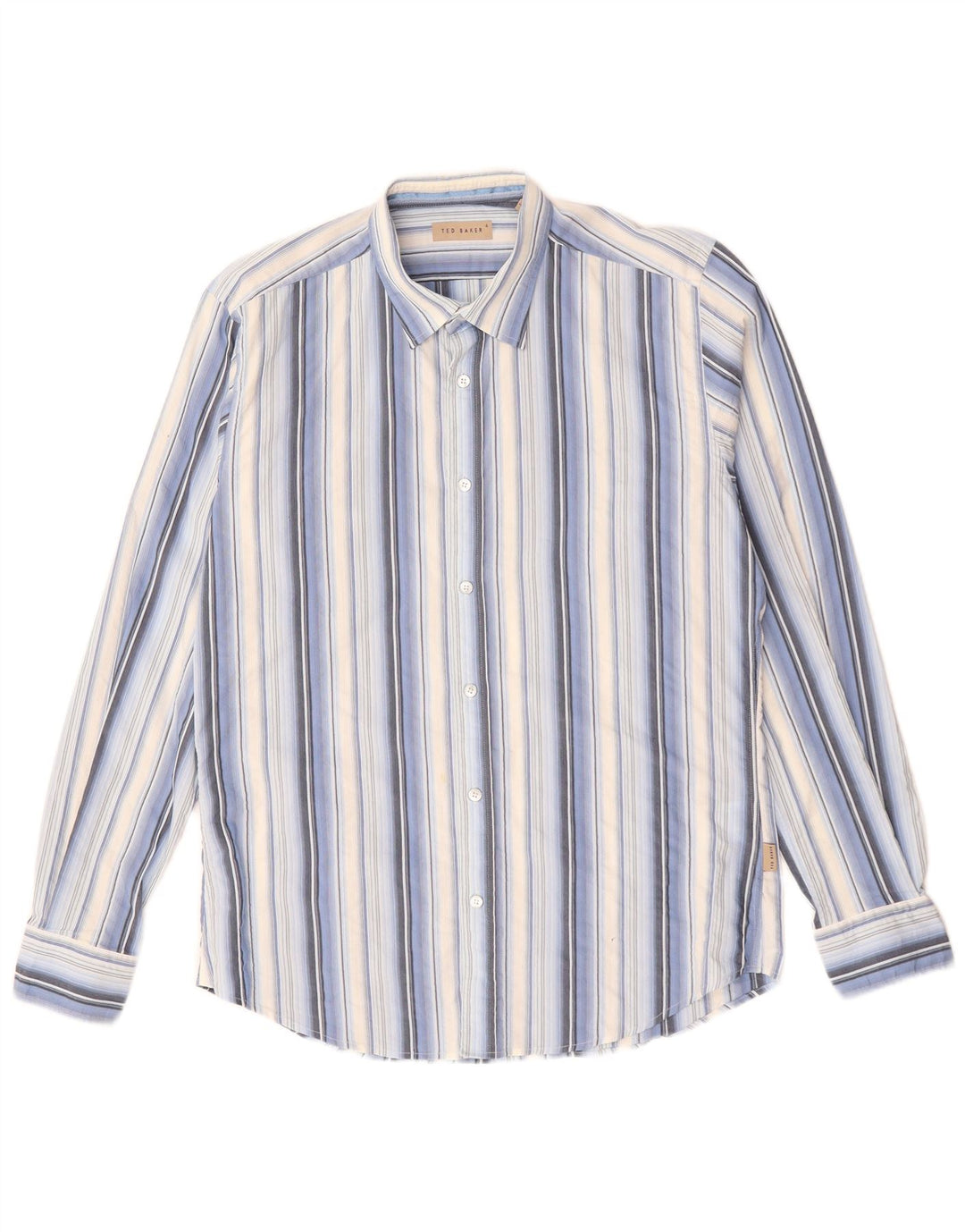 TED BAKER Mens Shirt Size 4 Large Blue Striped Cotton