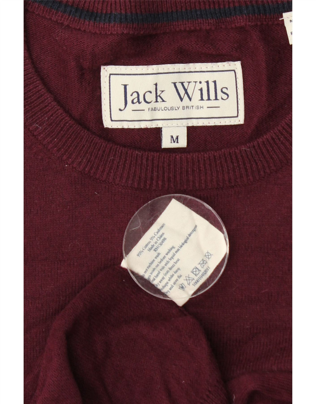 Jack Wills Herre Crew Neck Jumper Sweater Medium Bourgogne bomuld