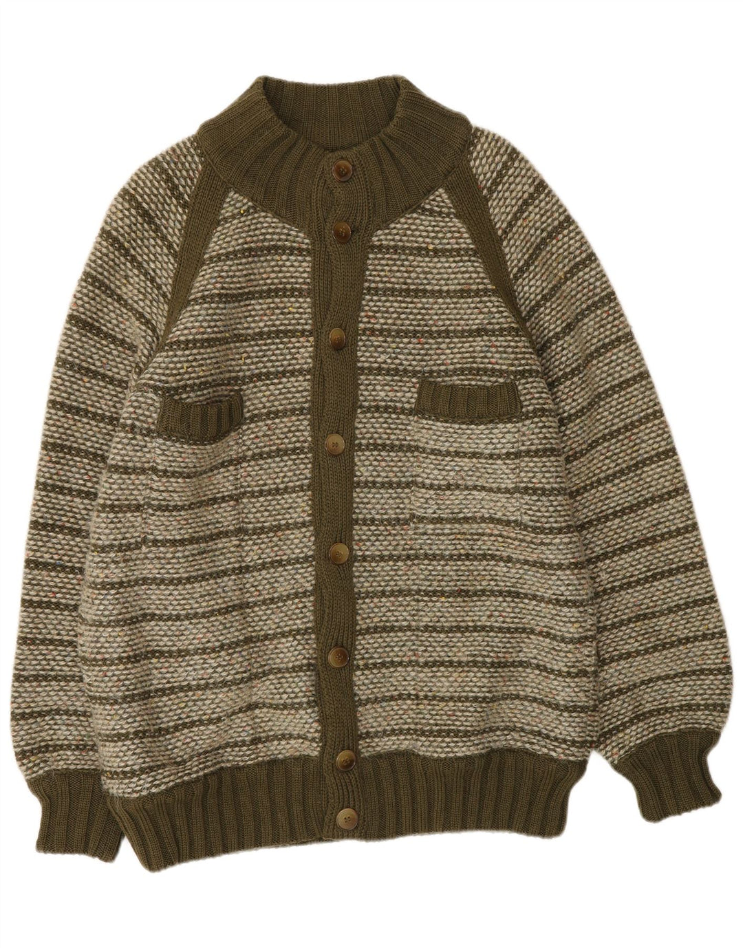 Missoni Herre Cardigan Sweater Medium Khaki Stribet Uld
