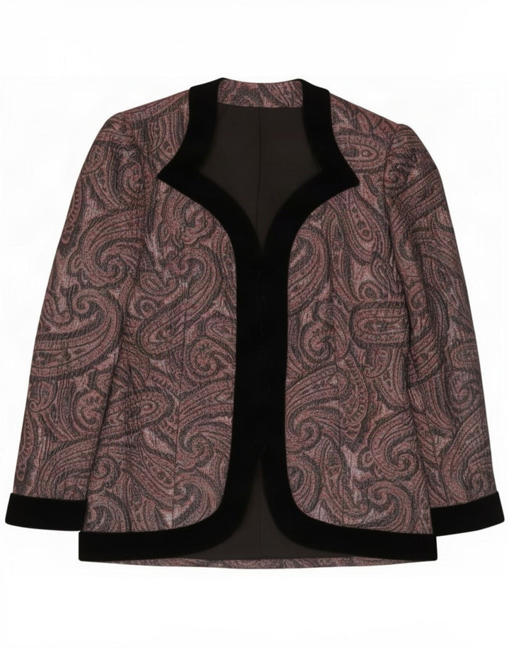 Vintage Dame Open Blazer Jacket UK 14 Medium Purple Paisley