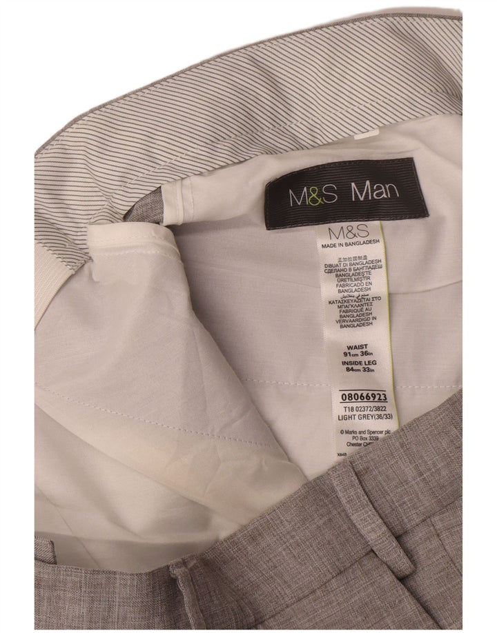 Marks & Spencer Straight Suit Bukser til mænd W36 L33 Grå polyester