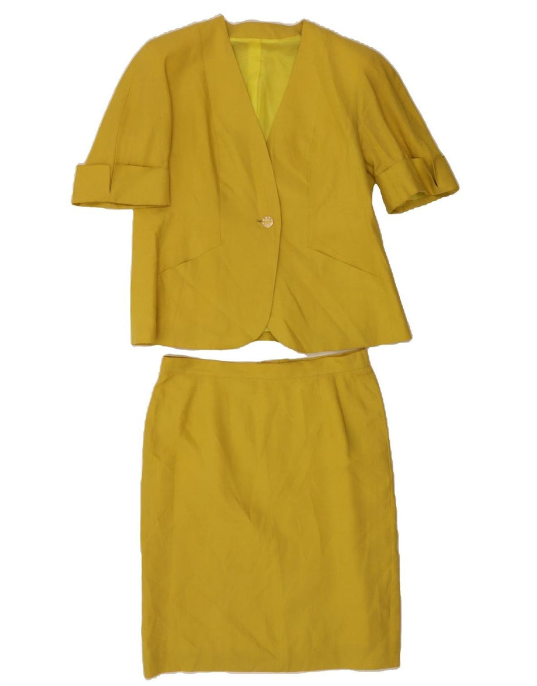 PERSONA Womens Short Sleeve 2 Piece Skirt Set Size 21 Medium W32 Yellow Vintage Persona and Second-Hand Persona from Messina Hembry 