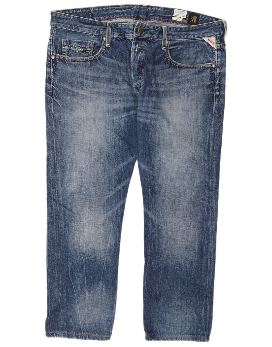 Replay Herre Straight Jeans W38 L28 Blå Bomuld