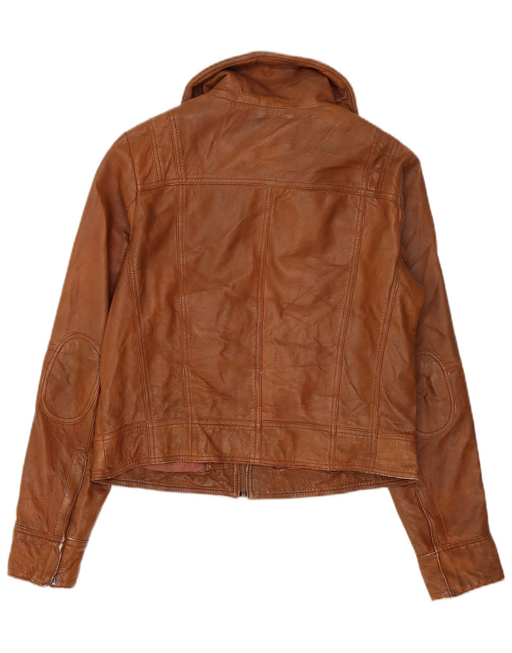 PEPE Jeans Dame Crop Læderjakke UK 18 XL Brun