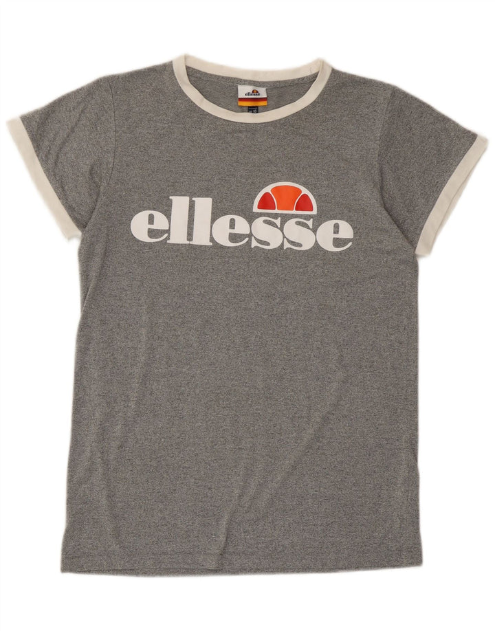 Ellesse Dame Grafisk T-Shirt Top UK 10 Small Grå Flecked Polyester