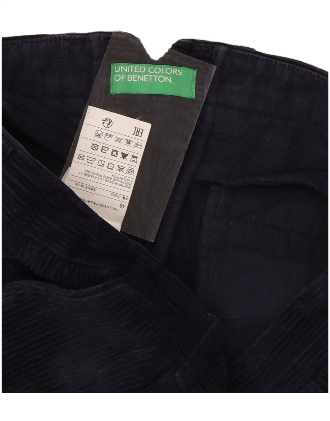 BENETTON Herre Pegged Corduroy Bukser IT 48 Medium W32 L30 Marineblå