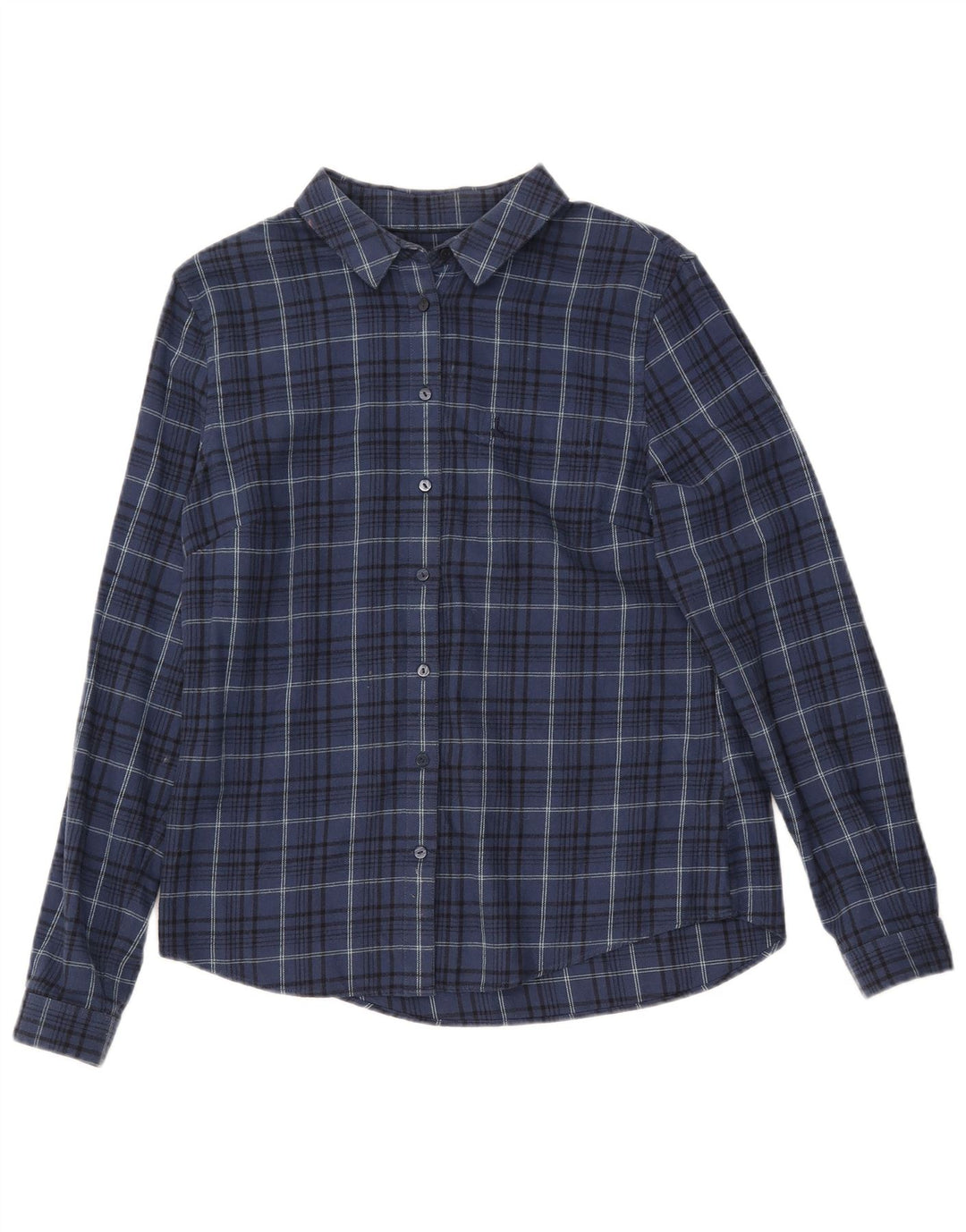 JACK WILLS Dame Flanelskjorte UK 12 Medium Navyblå Ternet Bomuld
