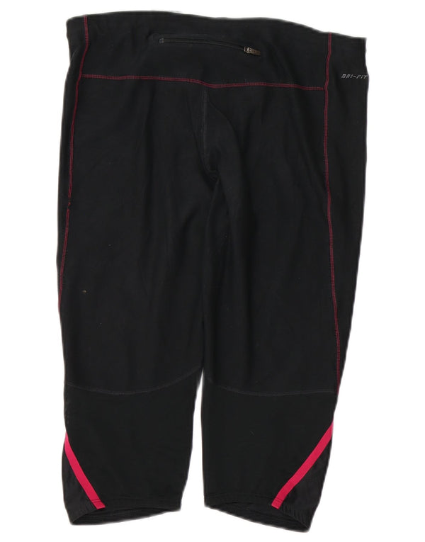 NIKE Dame Dri Fit Capri træningsdragt Bukser UK 16 Stor sort farveblok