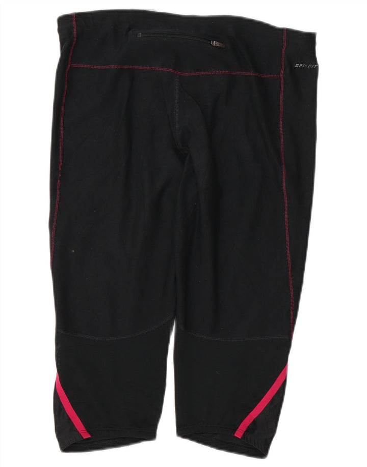 NIKE Dame Dri Fit Capri træningsdragt Bukser UK 16 Stor sort farveblok
