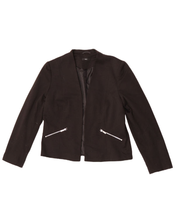 M&Co Womens Open Blazer Jacket UK 12 Medium Black Polyester