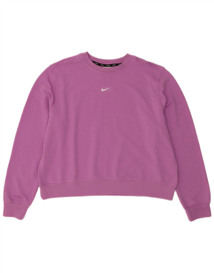 Nike Dame Dri Fit Oversized Sweatshirt Jumper UK 18 XL Lilla Polyester
