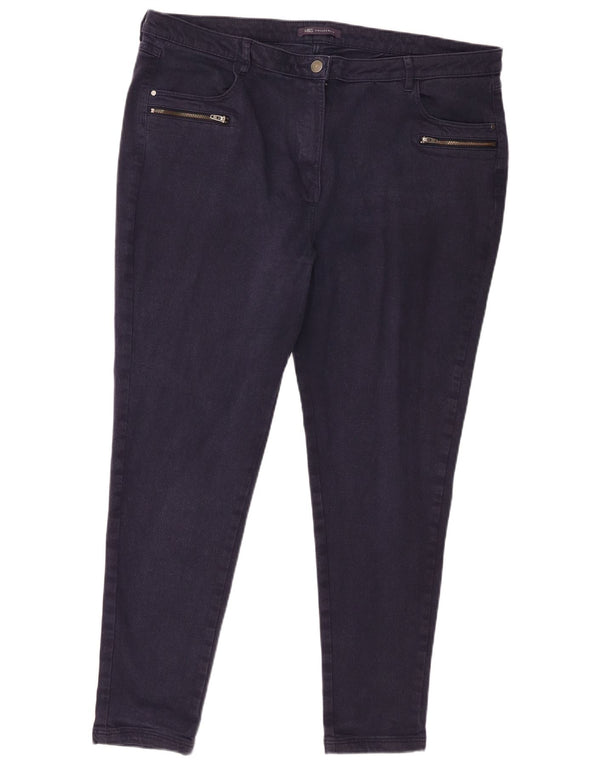 Marks & Spencer Womens Tapered Casual Trousers UK 20 2XL W40 L27 Navy Blue